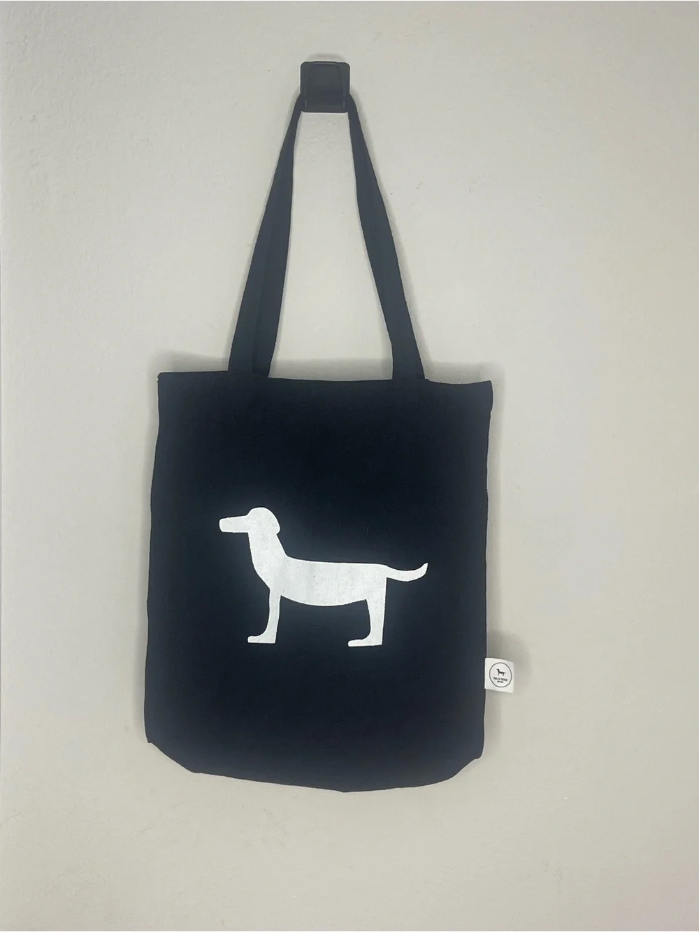 Black Tote Bag with White Dog Print - Park Life Design New York